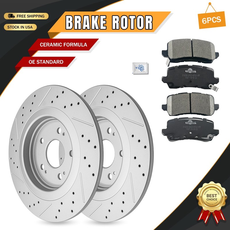 Rear Disc Brake Rotors & Ceramic Pads for Honda Odyssey 2018-2020 2021 2022 2023