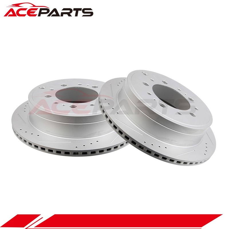 REAR BRAKE ROTORS FOR LEXUS LX570 TOYOTA LAND SEQUOIA TUNDRA DRILLED + SLOTTED gallery