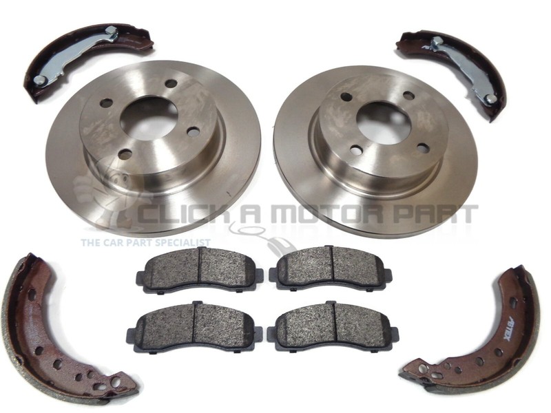 FOR NISSAN MICRA K11 1.0 1.3 93-01 FRONT 2 BRAKE DISCS & PADS AND REAR SHOES SET
