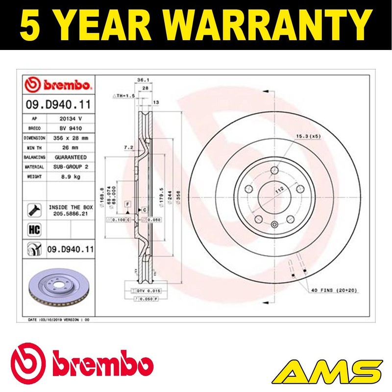 Fits Porsche Macan 2014- 2.0 3.0 D 3.6 + Other Models Brake Disc Rear Brembo