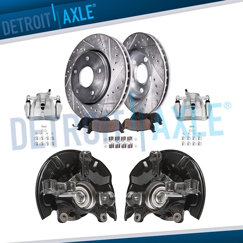 Front Knuckles Hubs Drilled Rotor Brake Kit for 2014-2018 Toyota Corolla Matrix