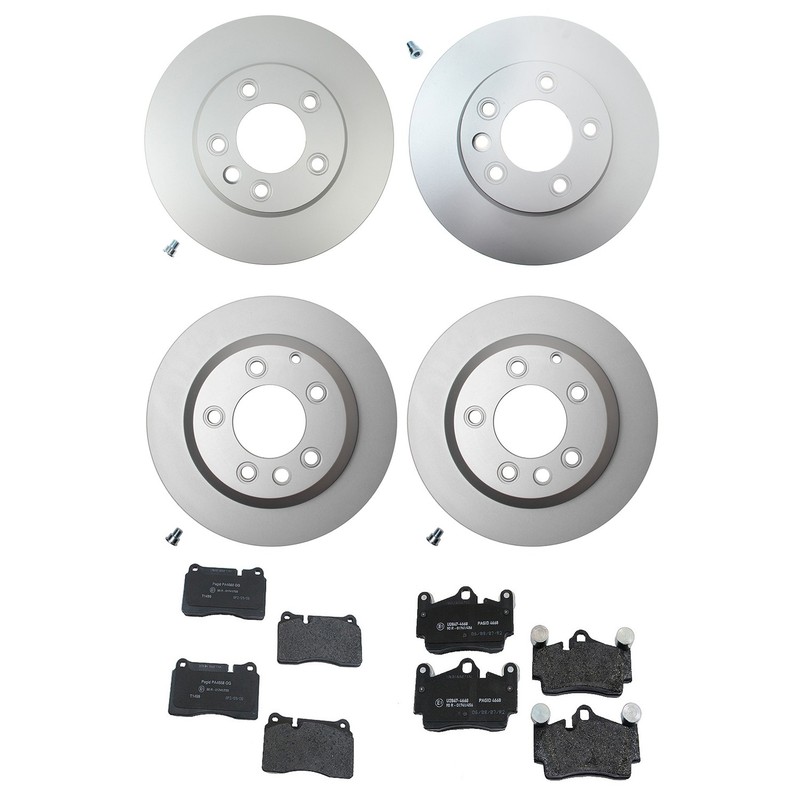 Hella Front & Rear 330mm Rotors Hella Low-Met Disc Brake Pad Kit for Touareg