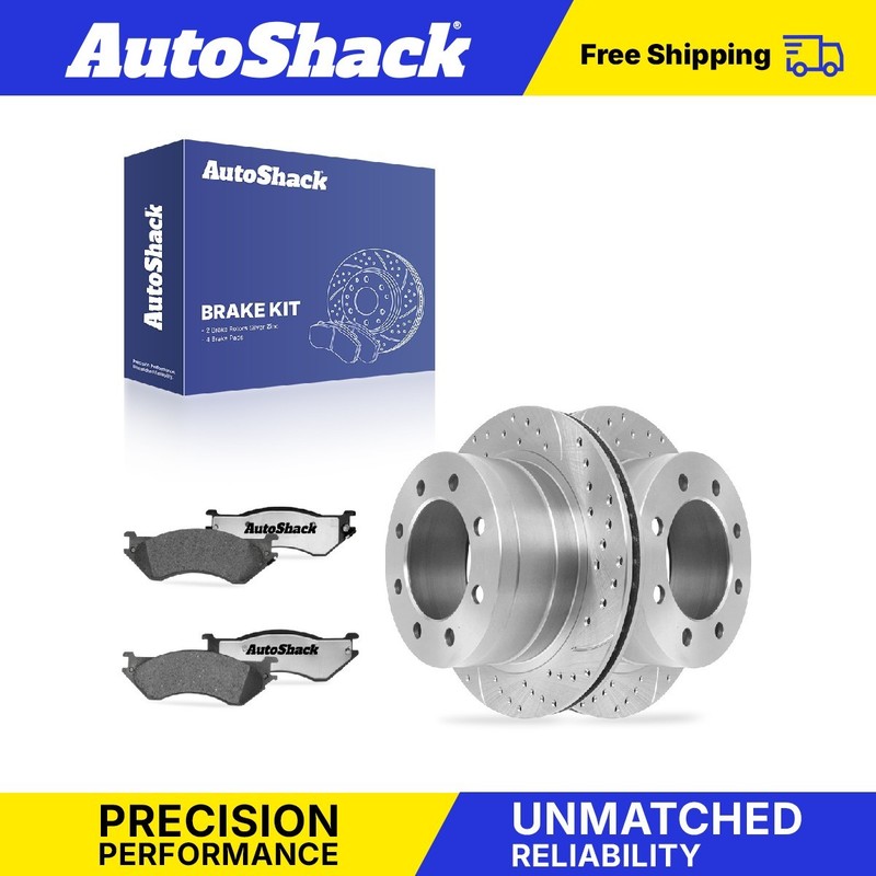 Rear Drilled Slotted Brake Rotors Premium Pads for Dodge, Ram 2500 2003-2008