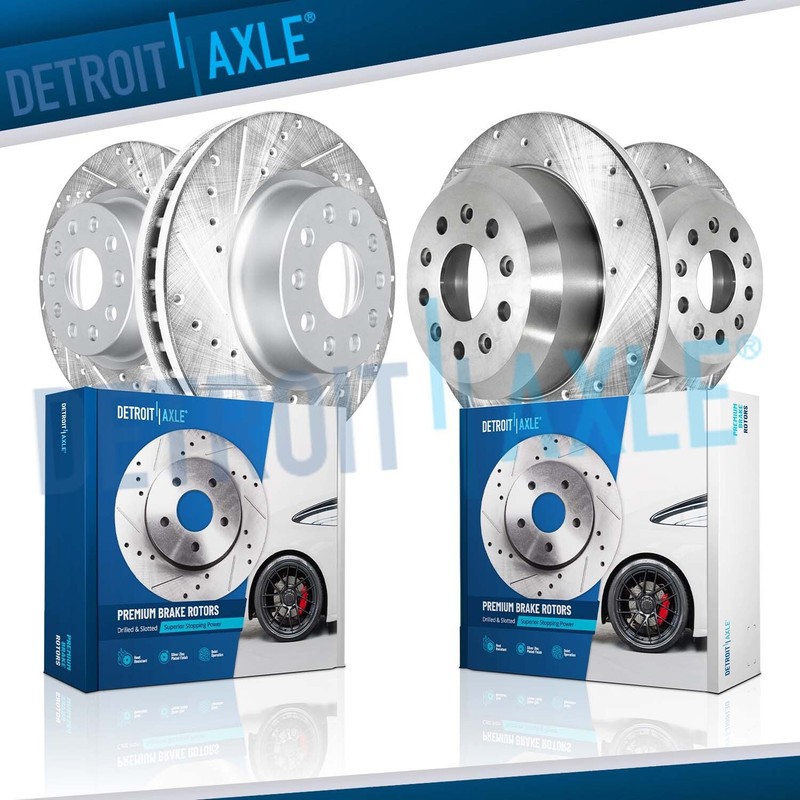 320mm Front and 328mm Rear Drilled Brake Rotors Kit for 2018-2023 Jeep Wrangler