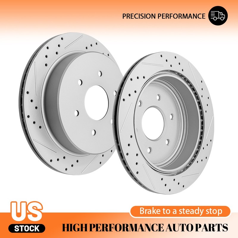 Rear Drilled and Slotted Disc Brake Rotors Kits for Nissan Titan 2017 2018-2024
