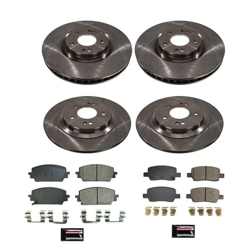 KOE8733 Powerstop Brake Disc and Pad Kits 4-Wheel Set Front & Rear for Santa Fe