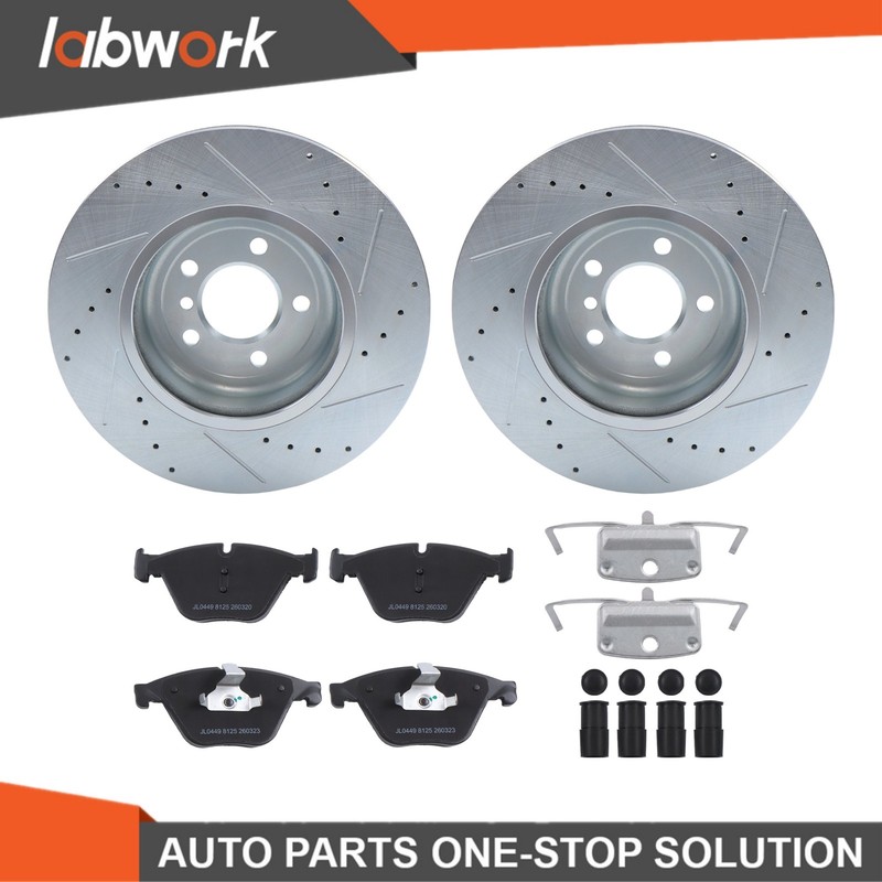 Labwork Front Drilled Rotors Ceramic Brake Pad For BMW F10 535i 11-16 535d 640i
