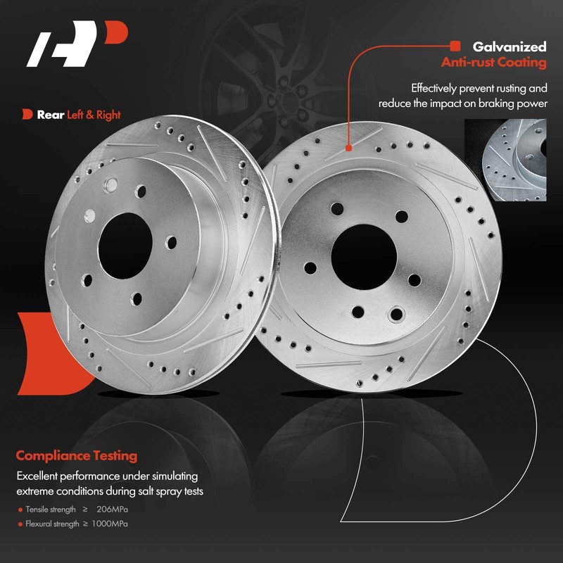 Rear Drilled Brake Rotors & Pad + Brake Calipers for Nissan LEAF 2011-2018 Rogue gallery