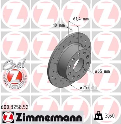 Zimmermann 600.3258.52 Brake Disc for Skoda
