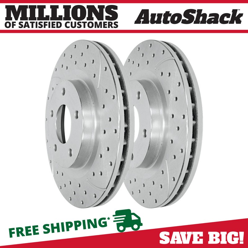 Front Drilled Brake Rotors Pair 2 for Jeep Patriot Compass Dodge Avenger 2.4L V6