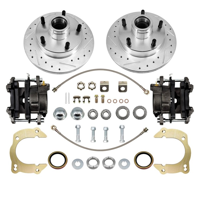 9.25" GM Metric Disc Brake Kit, Drilled/Slotted, Fits 49-54 Chevy Car, 5x4.5" BP gallery