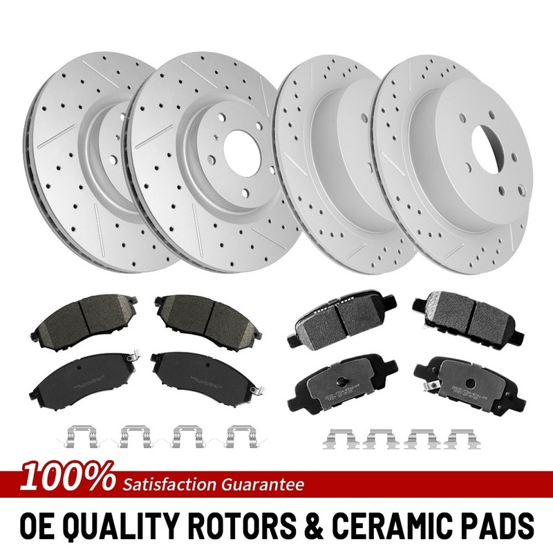 Front Rear Drilled Brake Rotors Pads For Infiniti M35h M37 M56 Q70 Nissan Murano