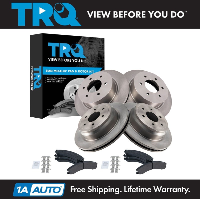 TRQ Brake Pad & Rotor Kit Semi-Metallic Fits 2016-2021 Nissan TITAN XD