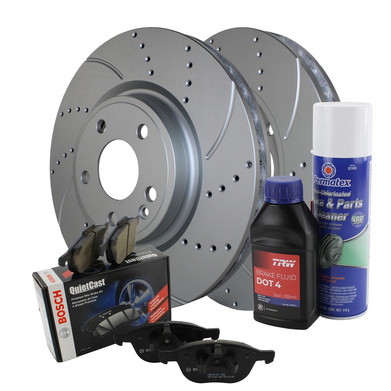 Front Brake Kit 320mm Drilled Rotors & Bosch Ceramic Pads For QX30 MB C117 X156