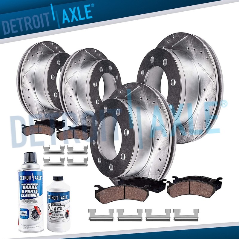 Front & Rear Drilled Rotors + Brake Pads for GMC Sierra 2500 3500 2500 HD 3500HD