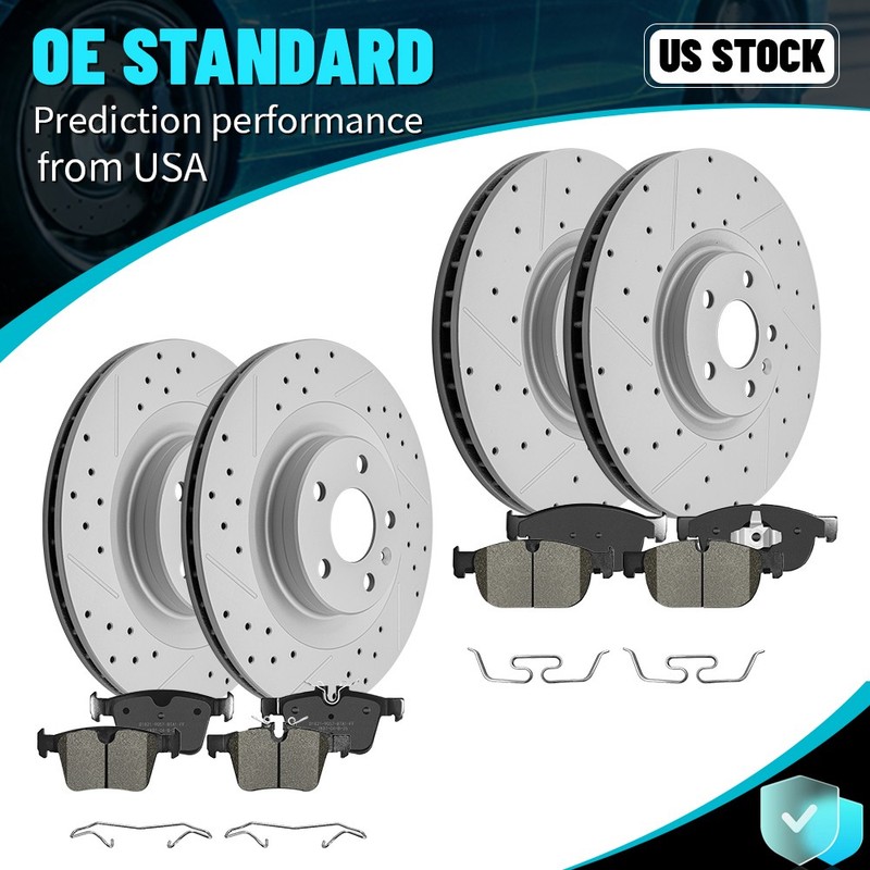 Front Rear Disc Rotors + Ceramic Brake Pads For Volvo S60 S90 V60 V90 XC60 XC90