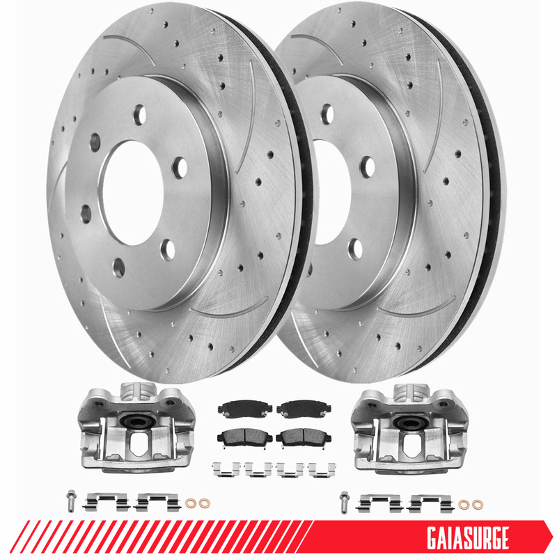 Rear Disc Brake Rotor & Pads +Caliper for Buick Enclave 08-17 Chevy Traverse GMC
