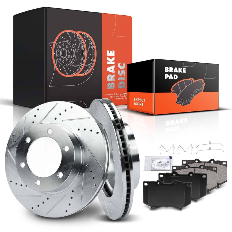 Front Drilled Brake Rotor & Brake Pad for Toyota Tundra 2000-2003 Sequoia 01-03