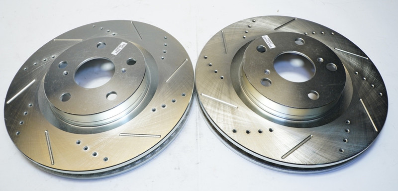 PowerStop Pair Front JBR1127XL & JBR1127XR Slotted & Plated Brake Rotor ShpsFREE