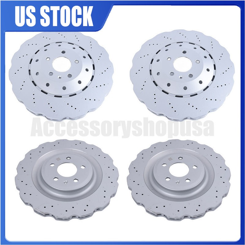 New For RS7 2014 2015 2016 Front & Rear Vented Drilled Dimpled Disc Brake Rotors