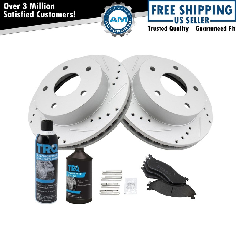 Front Metallic Brake Pad & Performance Rotor Kit w/Chemicals