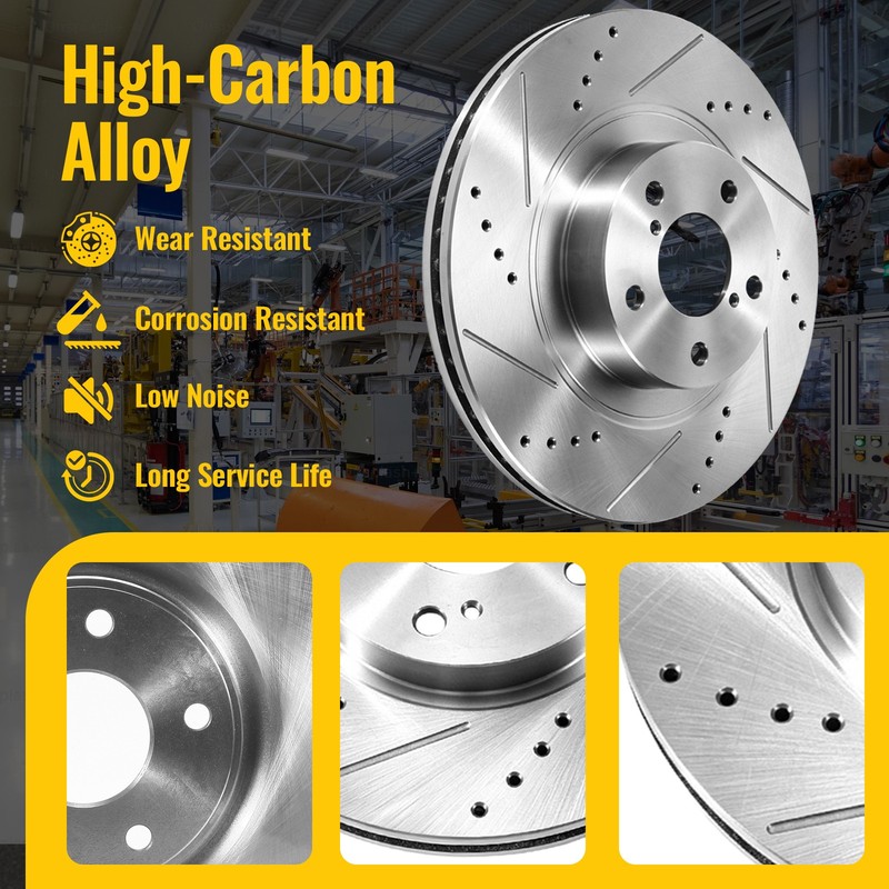 Smooth Stop Front Drilled Disc Rotor Ceramic Pad Set Fits Subaru Legacy Impreza gallery