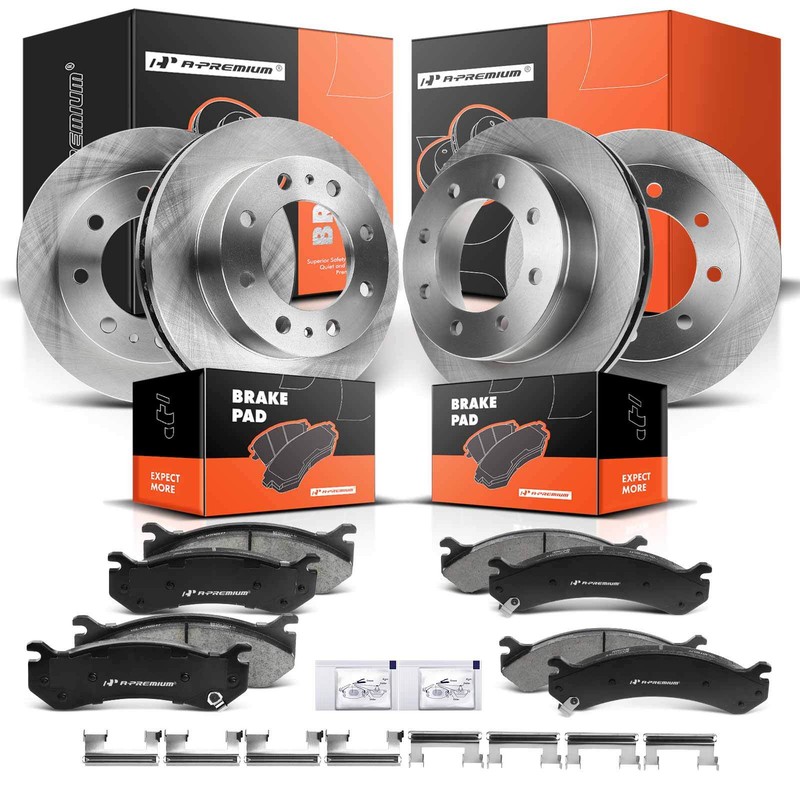 Front & Rear Disc Rotor & Ceramic Pads for Chevy Silverado 2500 GMC Sierra 3500