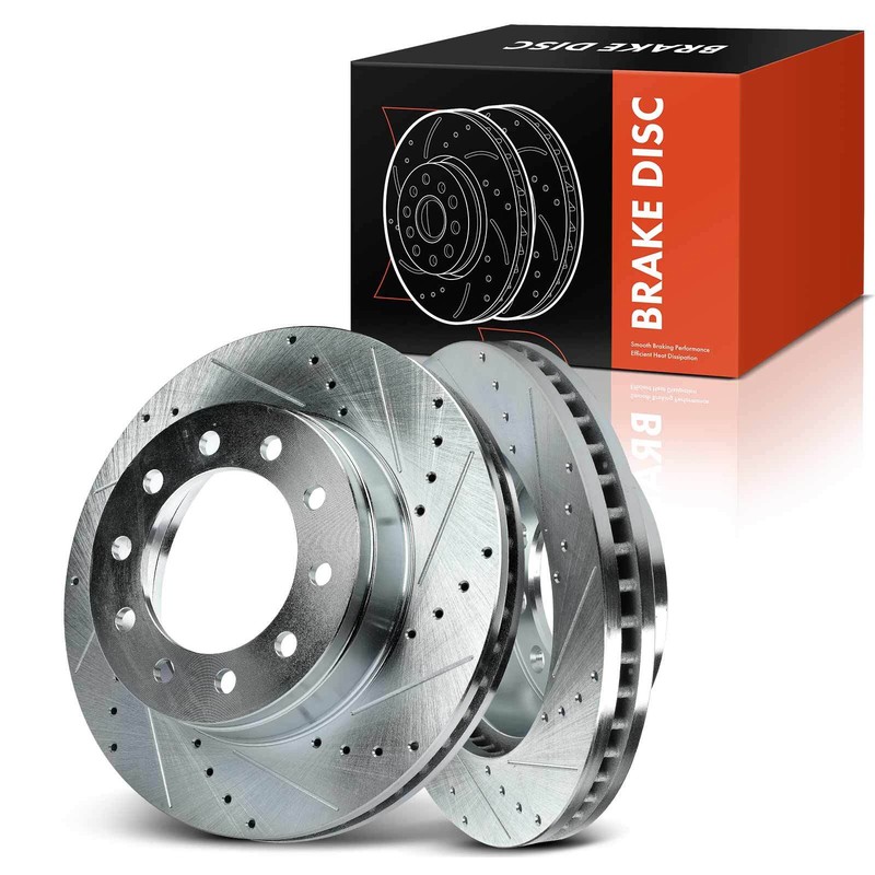 2Pcs 369mm Front Drilled Brake Rotor for Ford F-350 Super Duty F-450 Super Duty