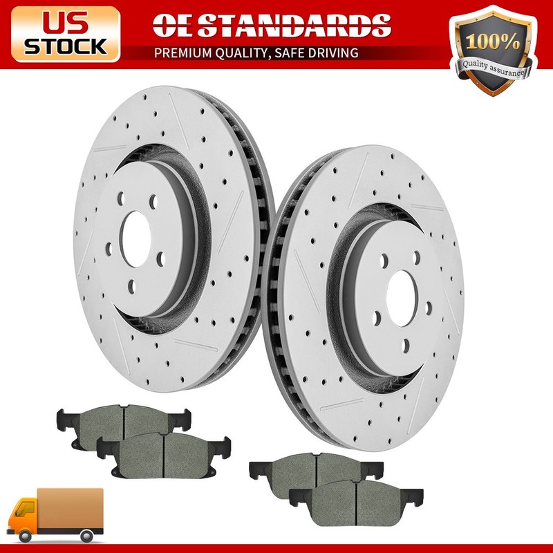 AWD Front Drilled Disc Rotors Ceramic Brake Pads for 2019- 2021 Lincoln Nautilus