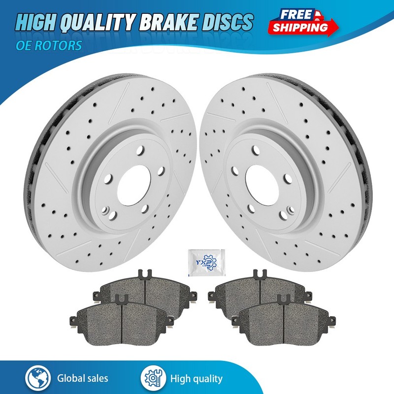 For Mercedes-Benz GLA250 CLA250 W/Sport Package Front Drilled Rotor Brake Pads
