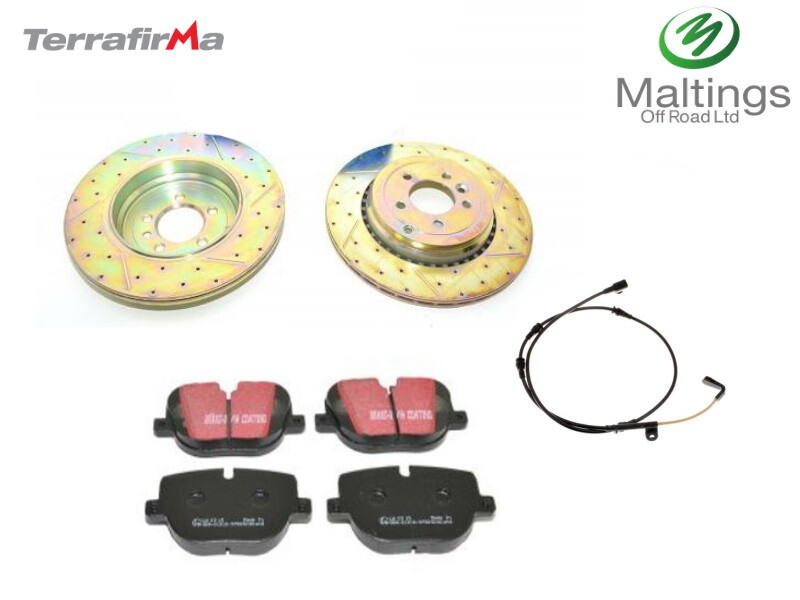 TERRAFIRMA DRILLED + GROOVED REAR DISCS AND PADS KIT FITS RANGE ROVER SPORT L494