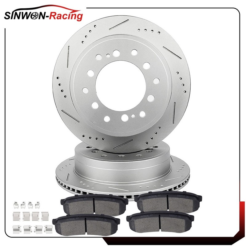 For 2010-2017 Lexus GX460 Ceramic Brake Pads and Rotors Slotted Rear Drill