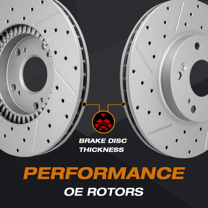 Front Rear Drilled Brake Rotors And Ceramic Pads for 2008 - 2013 Nissan Rogue gallery