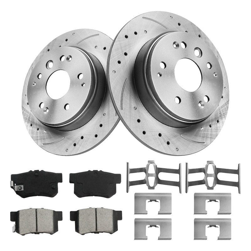 Brake Calipers Rear And Rotors Ceramic Pad For 2003 2004 2005-2011 Honda Element gallery