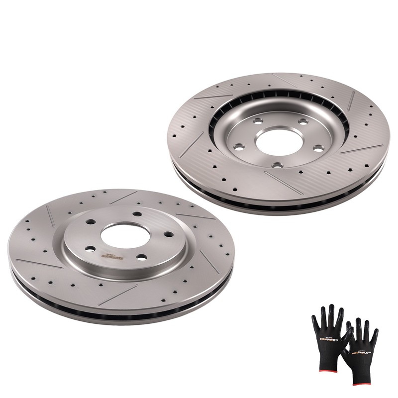 Front Drilled Slotted Brake Rotors for Chrysler Pacifica 2017-21 Voyager 2020-21 gallery