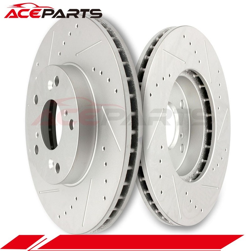 FRONT BRAKE DISC ROTORS FOR 2002 2003 2004 HONDA CR-V DRILLED & SLOTTED 2PCS gallery