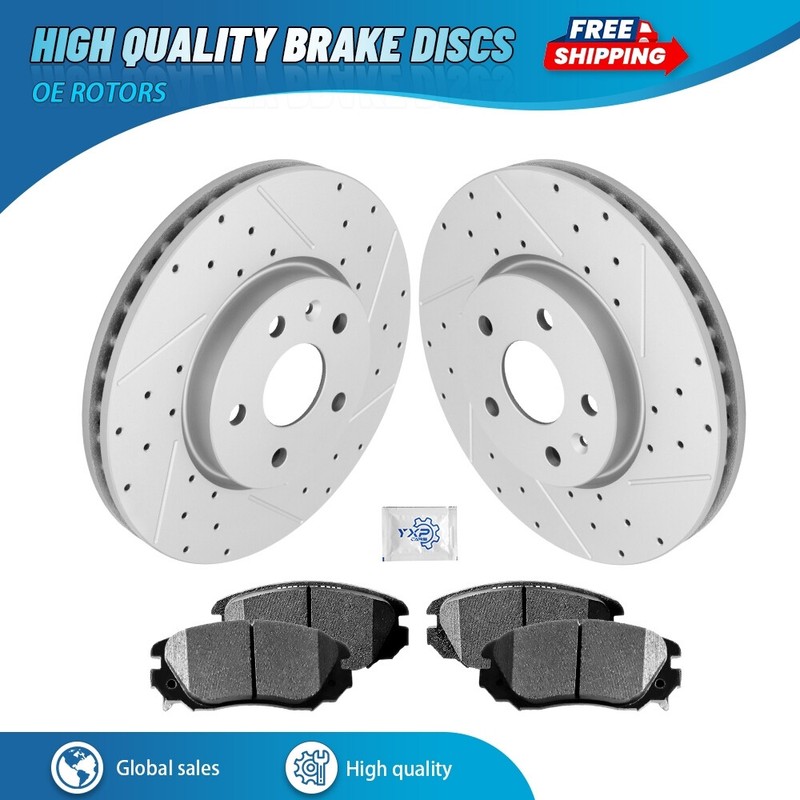 Front Drilled Rotors Ceramic Brake Pads for Chevy Impala Malibu Equinox Terrain