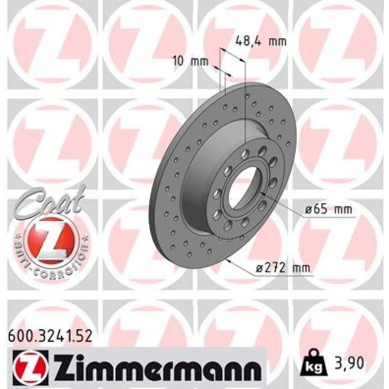 SET-ZXC600322152-A Zimmermann Brake Discs 4-Wheel Set Front & Rear for VW Golf gallery
