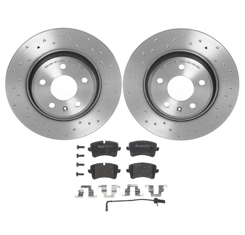 Brembo Xtra Rear Brake Disc Rotors Low-Met Pads Sensor Kit For Audi A6 2012-2013