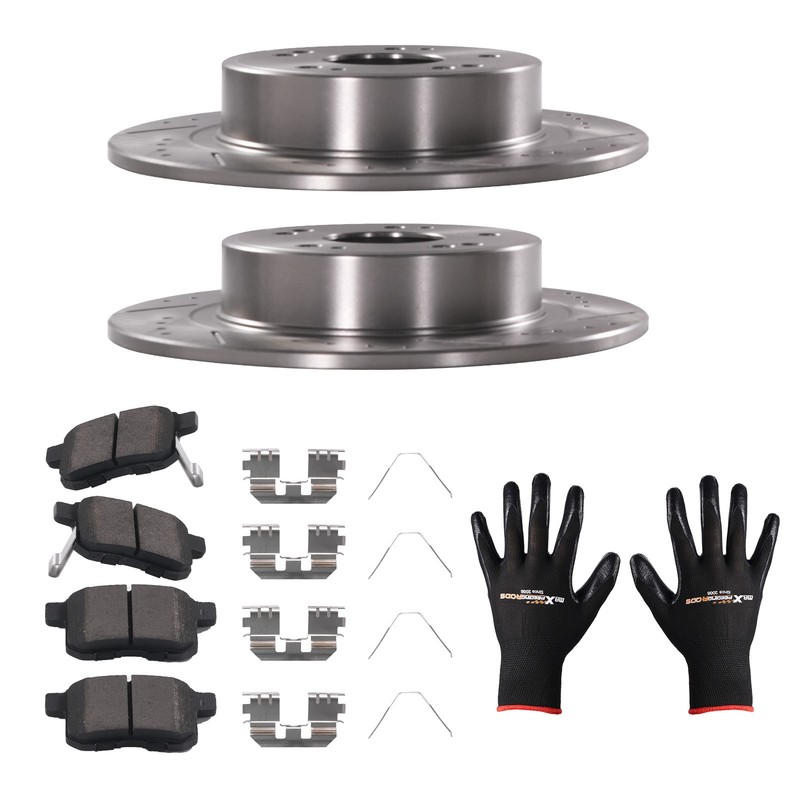 Rear Brake Rotors + Ceramic Brake Pads for Acura TSX 09-14 Honda Accord 2008-17