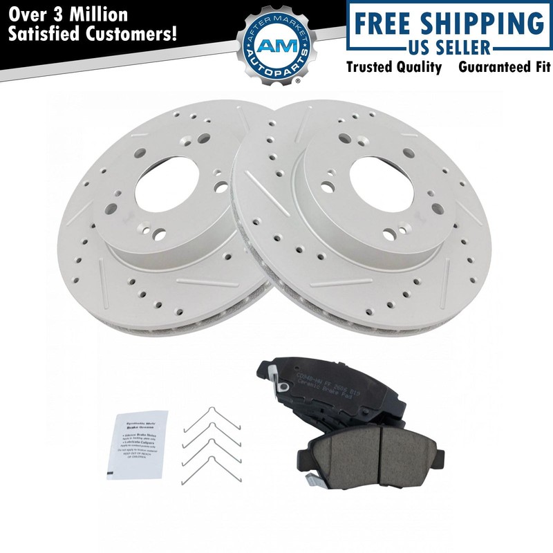 Front Performance Drilled & Slotted Brake Rotor & Posi Metallic Pad Set