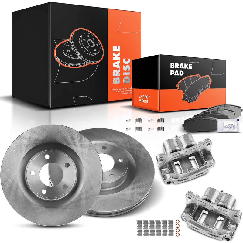 Front Side Disc Brake Rotors & Pads + Brake Caliper for Ford Edge Lincoln MKX