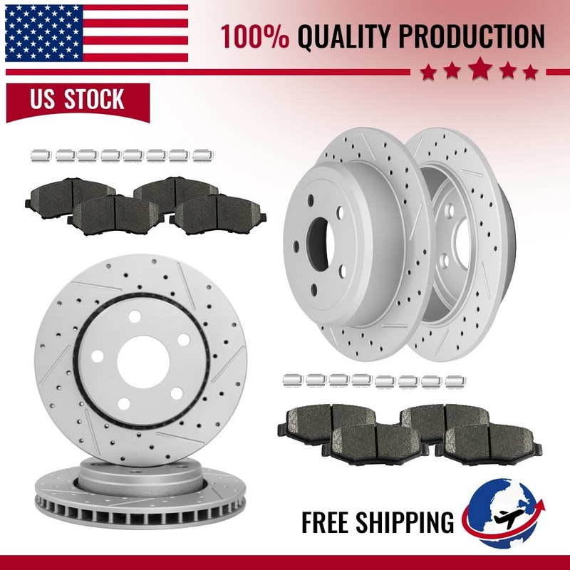 For Jeep Wrangler JK 2007- 2017 2018 Front Rear Brake Rotors Ceramic Brake Pads