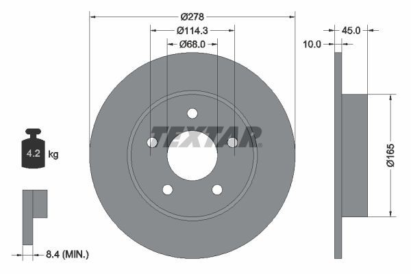 2X Textar 92125703 Rear Brake Discs 278mm Solid Fits Nissan Almera Tino Primera