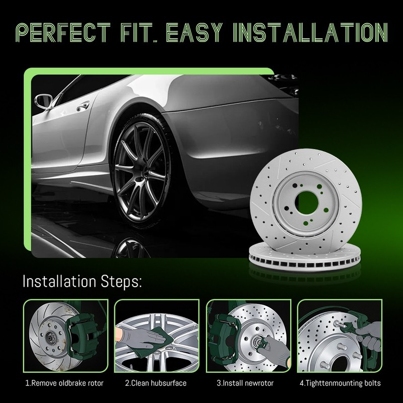 Front Rear Disc Rotors Ceramic Brake Pads for 2010 - 2015 Chevrolet Camaro LS LT gallery