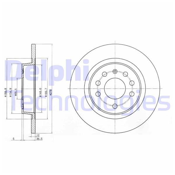 Delphi Rear Coated Brake Disc Set for Cadillac Fiat Saab Vauxhall Vectra BG3731C gallery