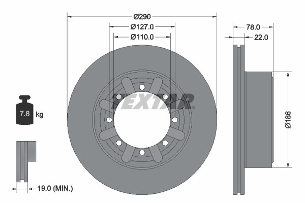 Textar 92322303 Brake Disc for Nissan
