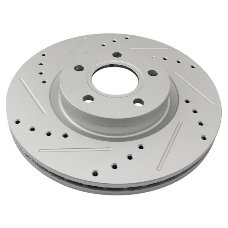 TRQ Front Performance Drilled Slotted G-Coated Disc Brake Rotor Pair New gallery