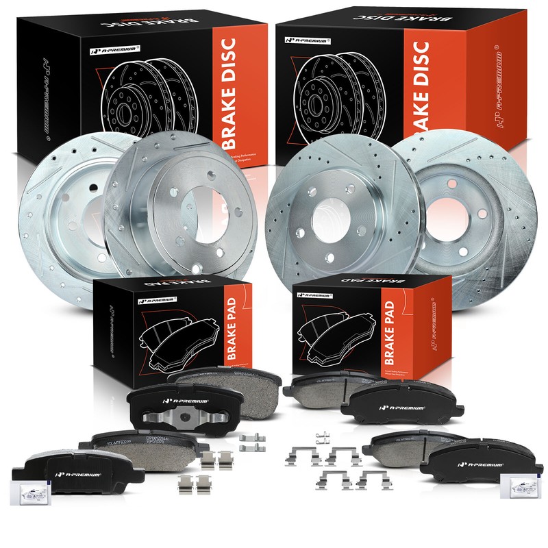 A-Premium Front & Rear Drilled Brake Rotors & Ceramic Pad for Mitsubishi Lancer