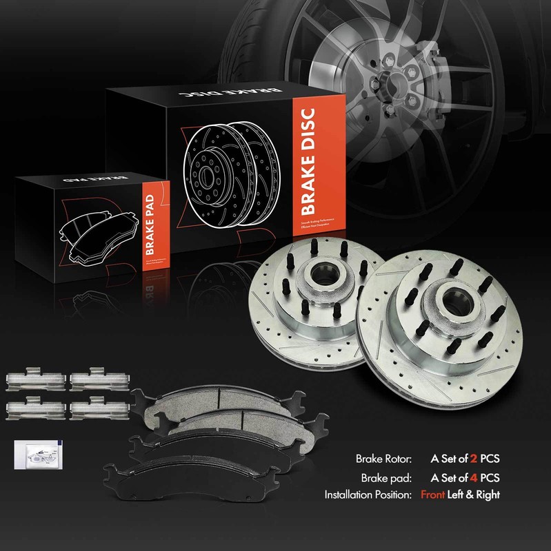 Drilled Brake Rotor & Ceramic Brake Pad for Dodge B2500 B3500 Ram 2500 Van Front gallery